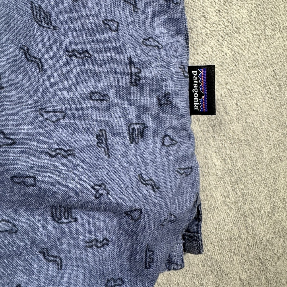 Patagonia Back Step Mens XXL Blue All Over Print Short Sleeve Button Up Shirt - Picture 8 of 12